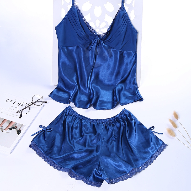 Bộ đồ ngủ đùi satin lụa AMUSE V33 🔥SIÊU SALE🔥 bigsize 40 tới 65kg hai dây hở lưng sexy cao cấp váy ngủ sexy nữ giá rẻ | BigBuy360 - bigbuy360.vn