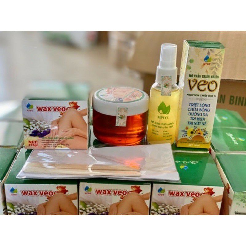 TẶNG QUE GIẤY - Combo tinh chất triệt + wax lông veo mật ong thiên nhiên tại nhà