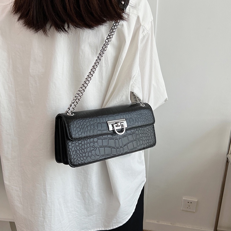 Túi Đeo Chéo Dáng Vuông Nhỏ Vân Da Cá Sấu Thời Trang Cao Cấp Cho Nữ
