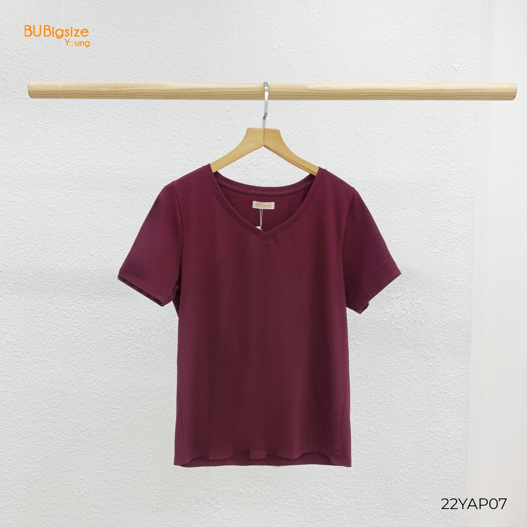 Áo phông trơn cổ tim BIGSIZE (55kg đến 95kg) - 22YAP07 - [BU Bigsize Young]