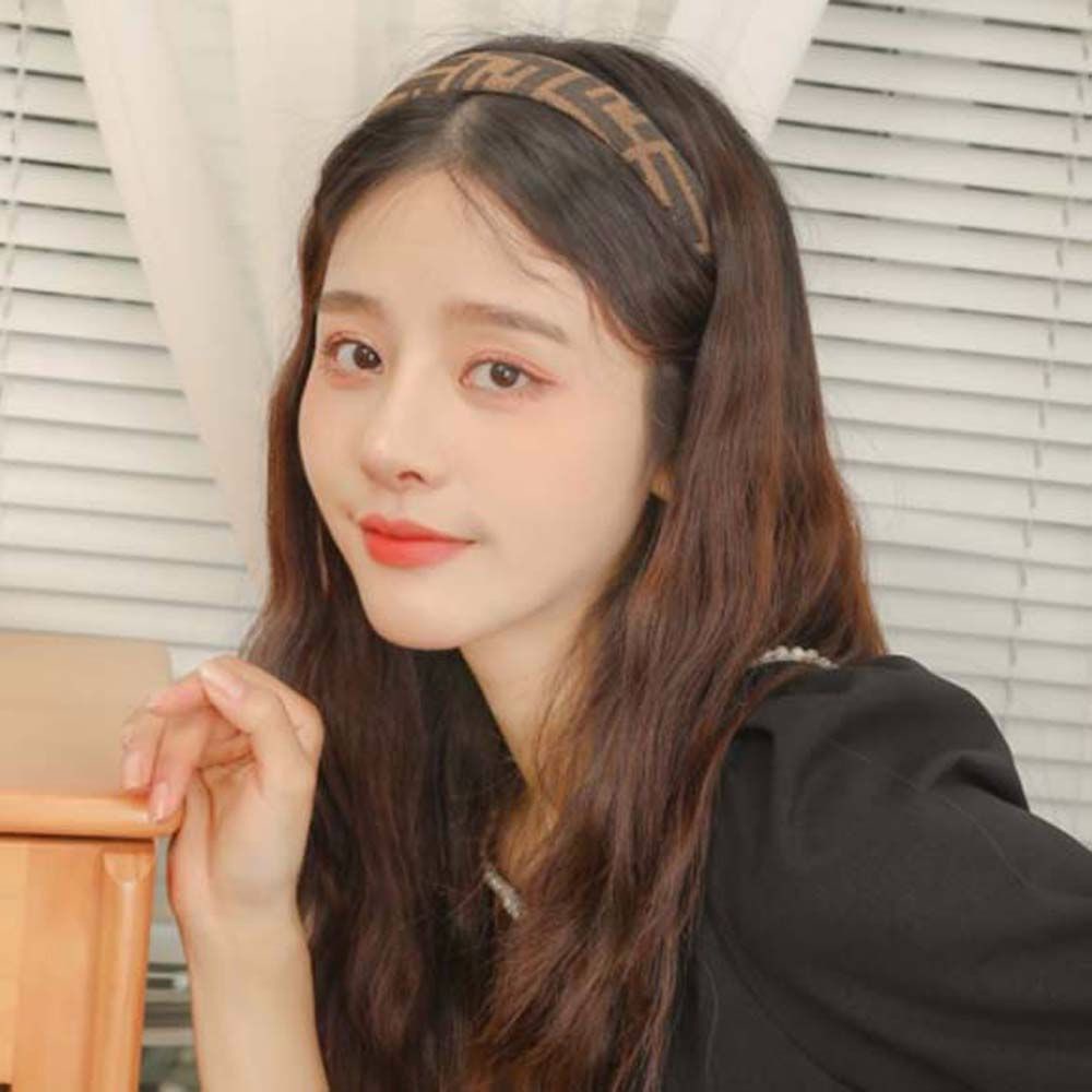 Băng Đô Cài Tóc Bằng Vải In Chữ Phong Cách Hàn Quốc Cho Nữ