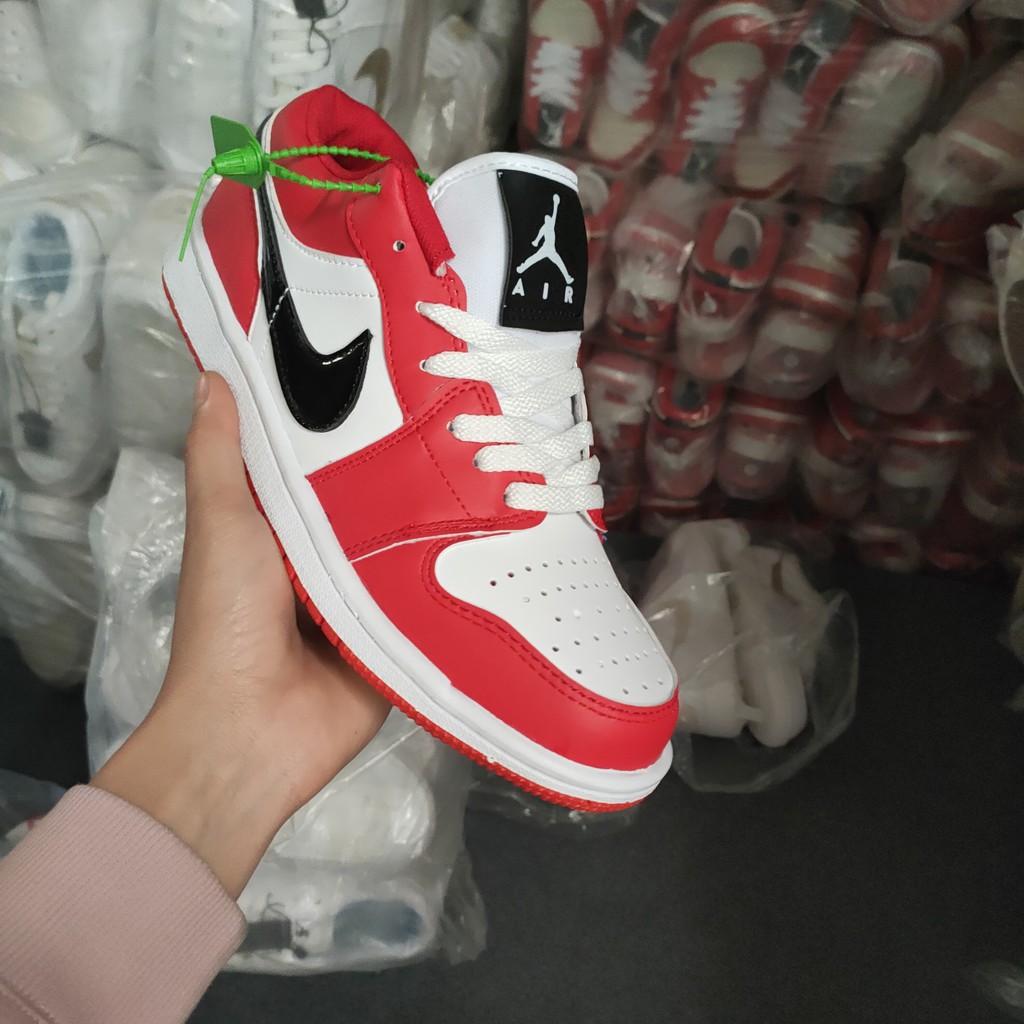 [Thanh lí] Giày jordan 1 đỏ kẻ đen thấp cổ nam nữ full box bill