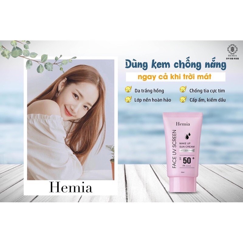 [ Chính Hãng ] Kem Chống Nắng Hemia - Trắng Da - Nâng Tone