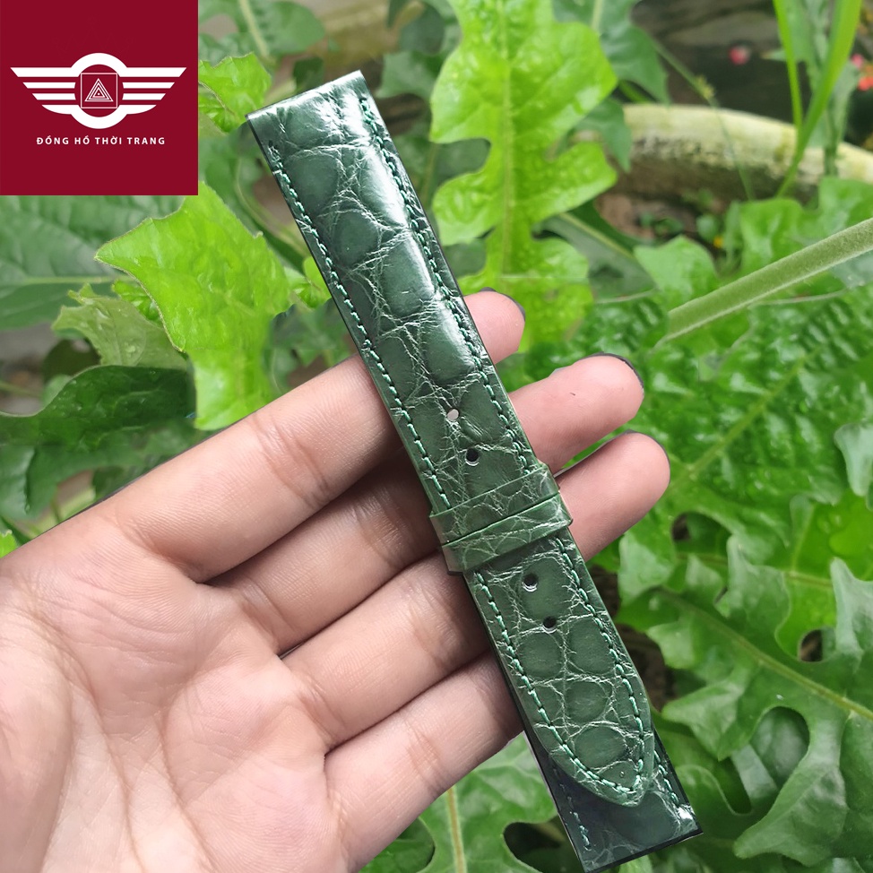 Dây Đồng Hồ Da Cá Sấu Màu Xanh Lá MrFour | Crocodile Leather Watch Bands size 20