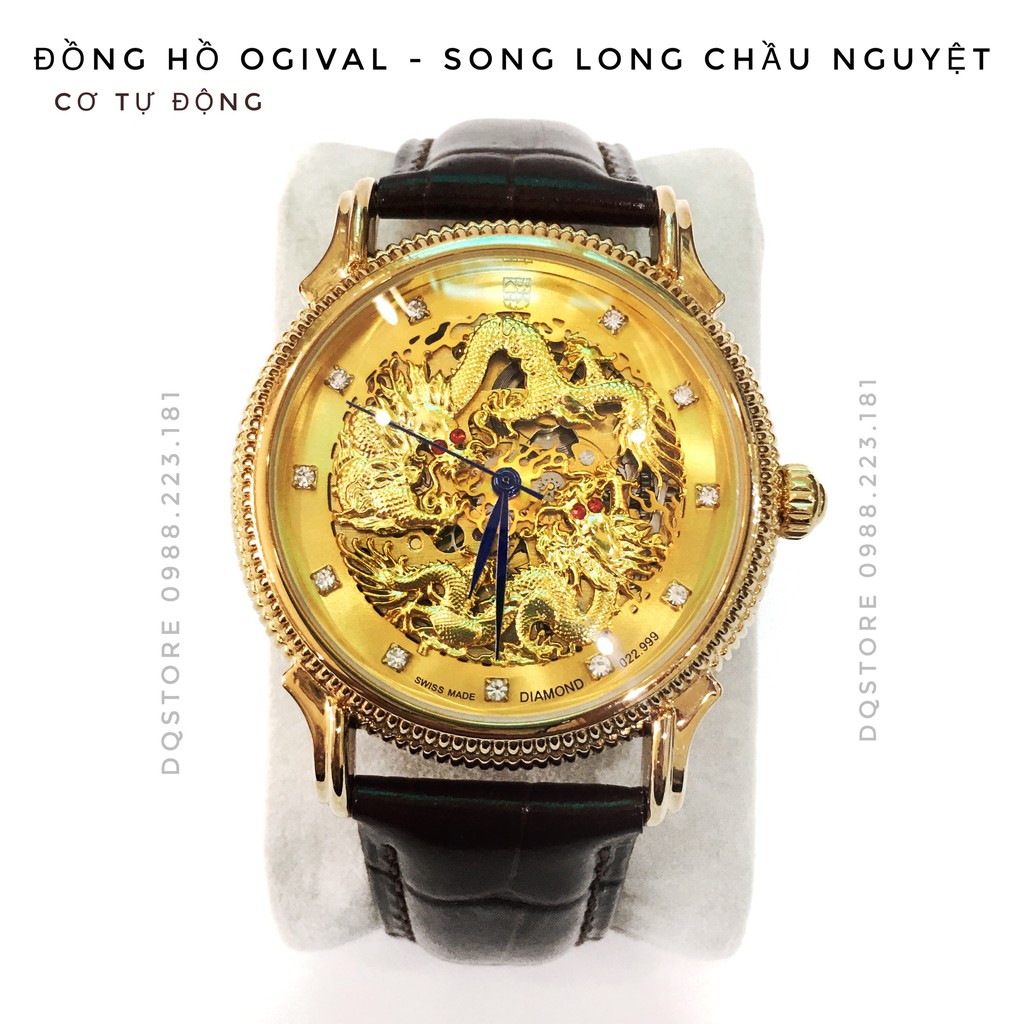 Đồng hồ cơ nam OGVAL, song long chầu nguyệt, mang may mắn tiền tài đến người sở hữu, dây da cao cấp, chống nước tốt | BigBuy360 - bigbuy360.vn