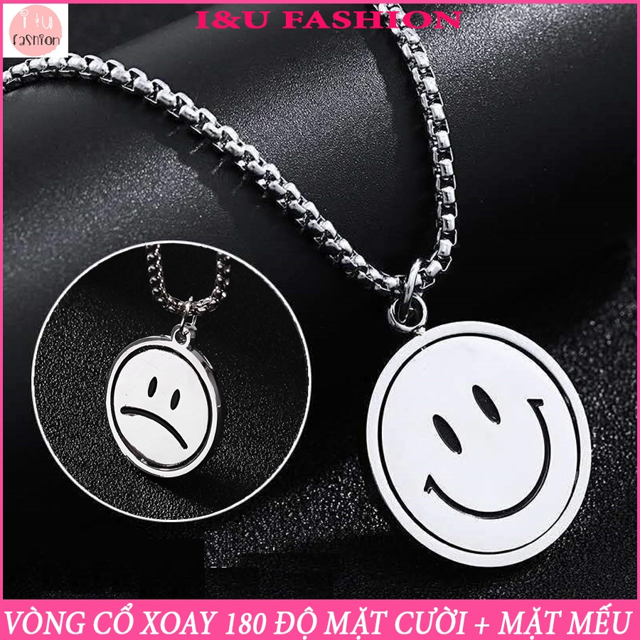 Dây chuyền vòng cổ 2 mặt xoay UNISEX Nam Nữ 2 trong 1 gồm mặt cười và mặt buồn xoay tròn 180 độ độc đáo cool ngầu VC-55