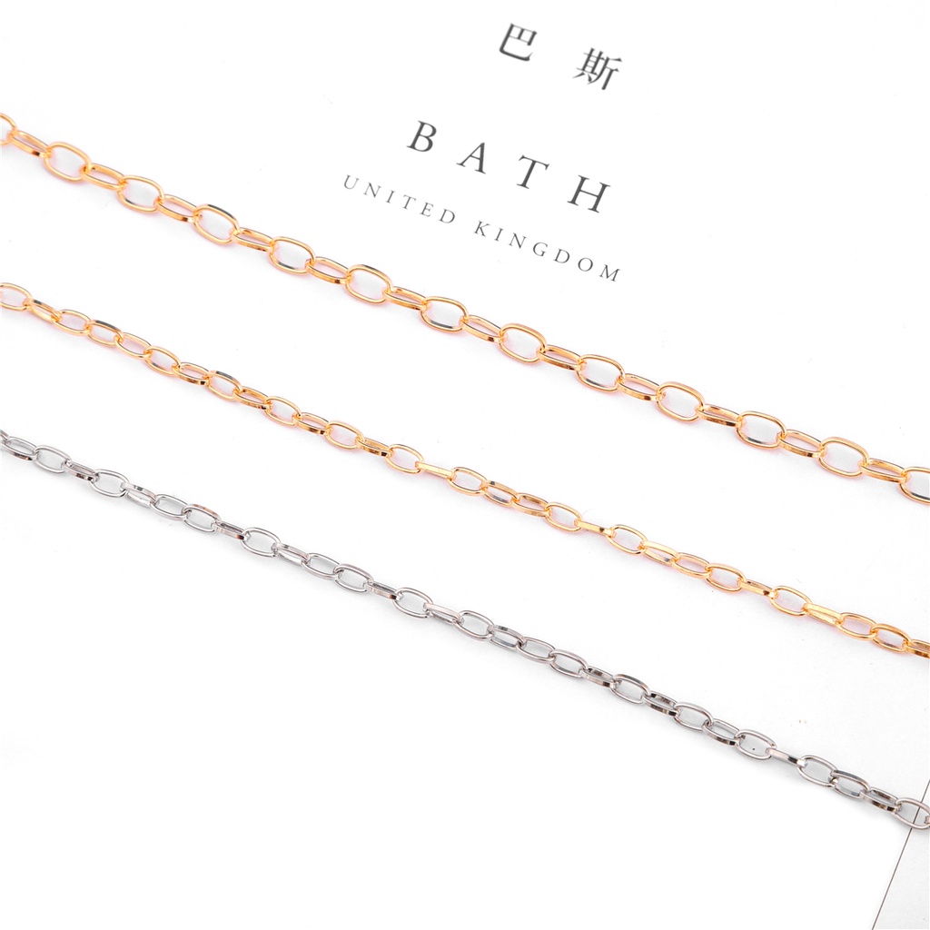 Dây xích Beadia bằng sắt mạ kẽm loại dẹt dùng làm trang sức DIY