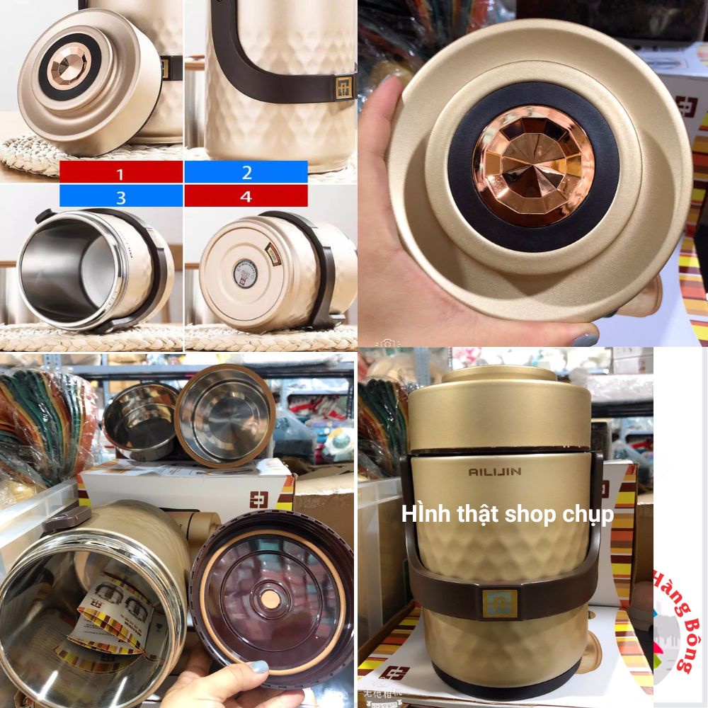 Cặp lồng inox cao cấp AILIJIN giữ nhiệt, chống tràn