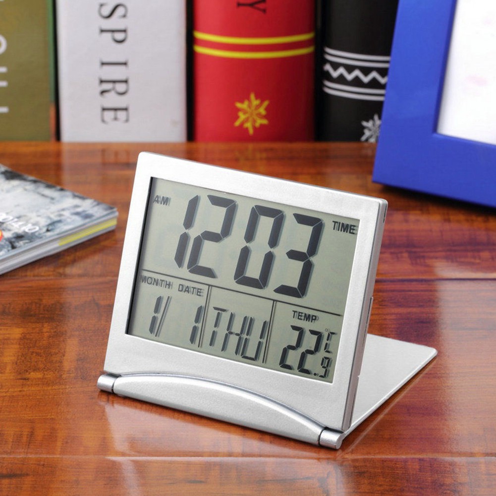 Đồng hồ báo thức điện tử màn hình LCD có thể gập gọn tiện lợi