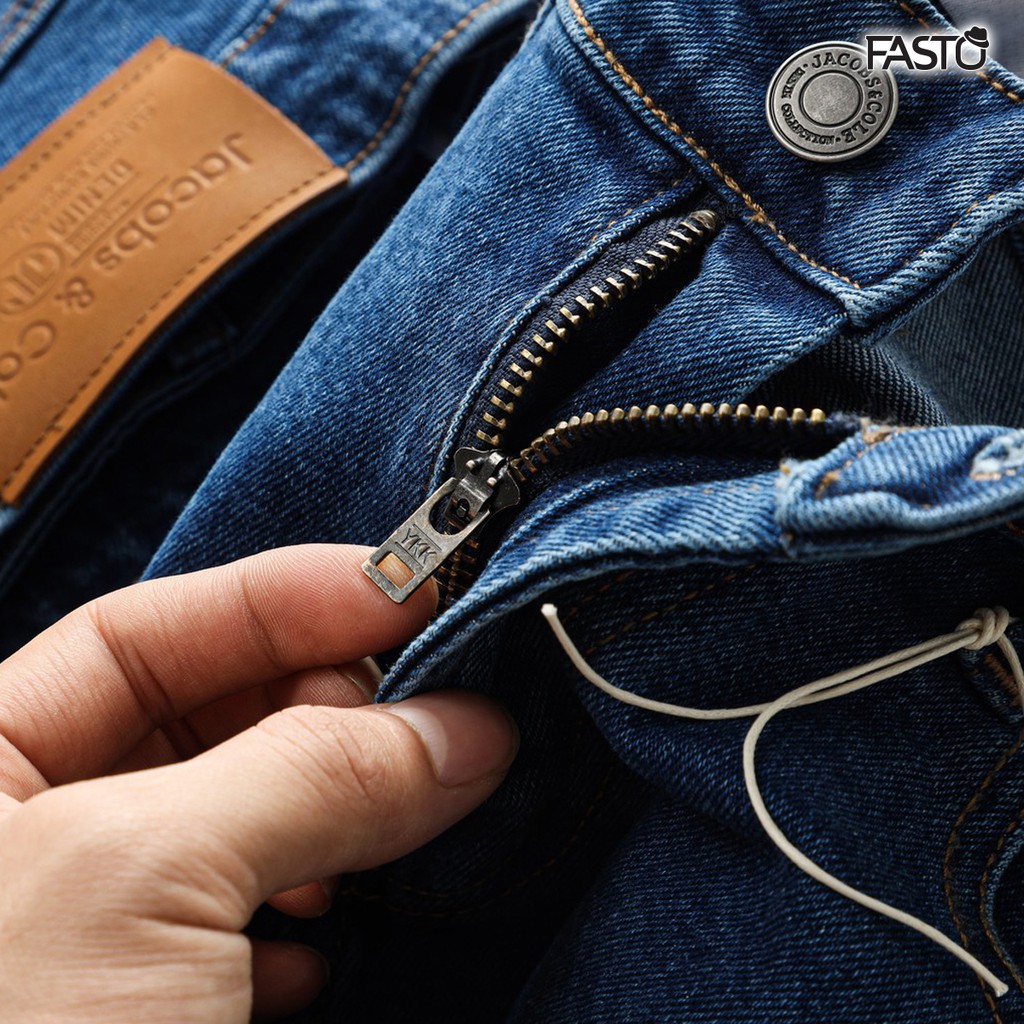 Quần Jean denim Nam cao cấp xanh đá đậm JACOBS & COLE - Thời trang nam FASTO