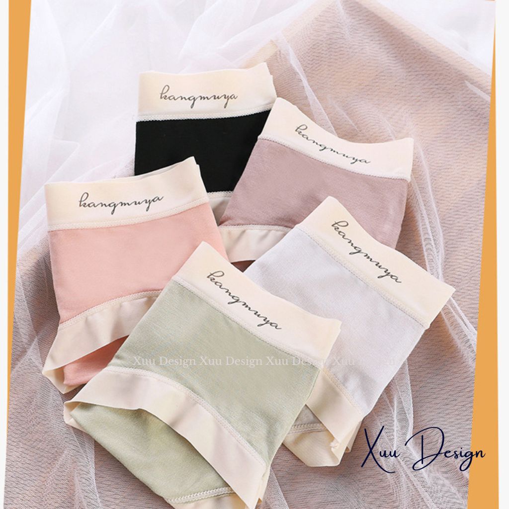 Quần lót nữ cạp cao XUU chất liệu cotton lạnh cao cấp phối viền su mềm mịn thoáng mát - QC121