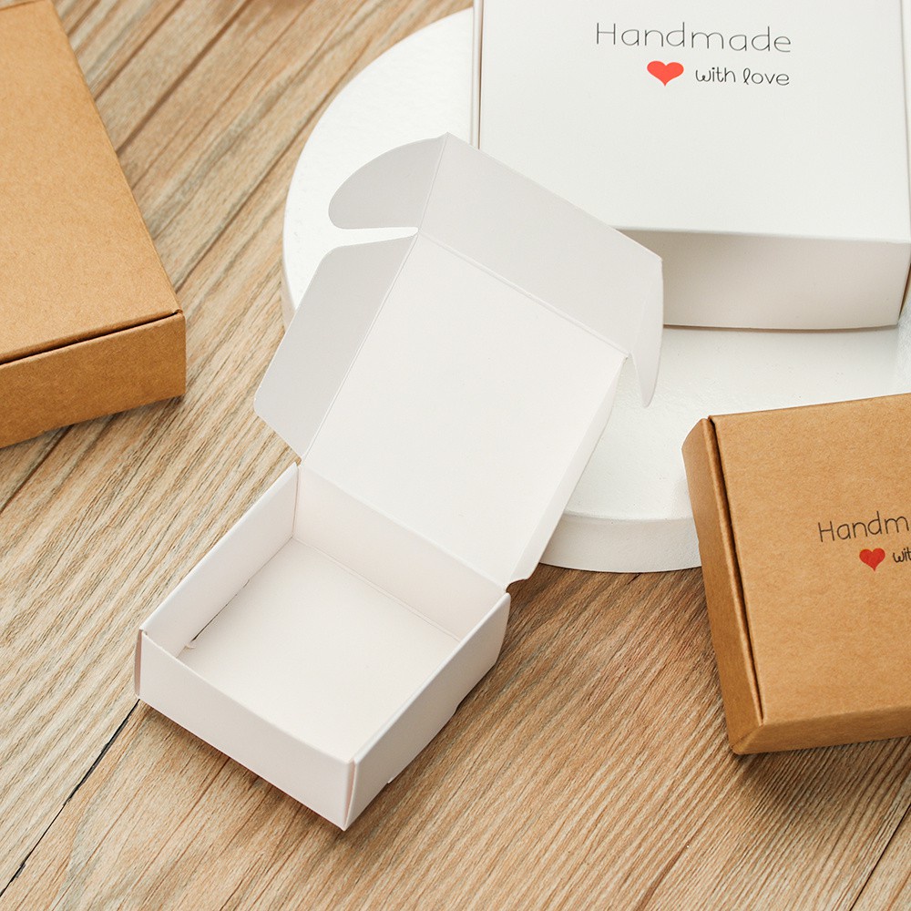 Set 10 Hộp Giấy Đựng Quà Tặng / Trang Sức Hình Vuông Nhiều Kích Thước Diy