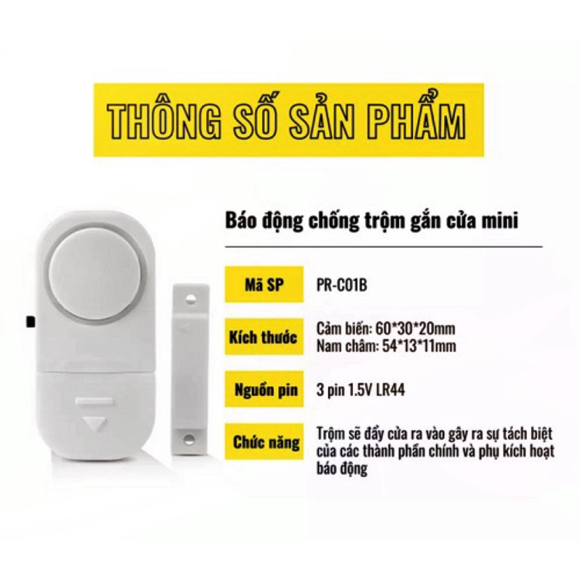 Chuông Chống Trộm Báo Động Không Dây Gắn Cửa Tiện Dụng
