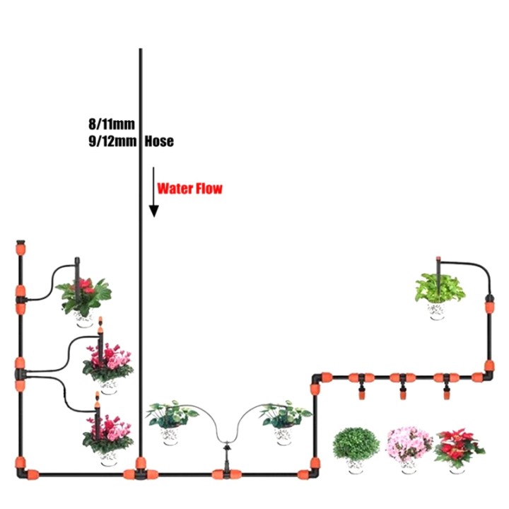 Cút góc - 05 cút góc ống mềm 12mm màu cam tưới nhỏ giọt
