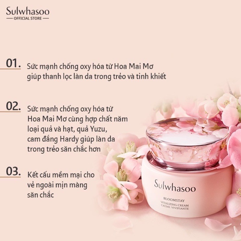 Có bill🇺🇸 Kem dưỡng sáng da Sulwhasoo Bloomstay Vitalizing Cream