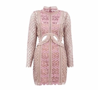 Đầm ren hoa cut-out eo qc cao cấp