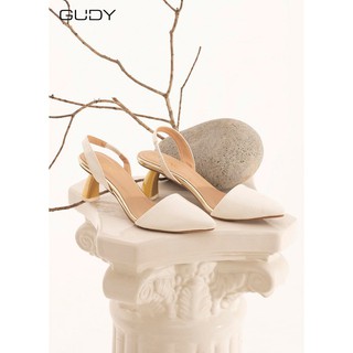 Giày mũi nhọn phối quai GUMAC GD190 màu trắng, màu nude size 37