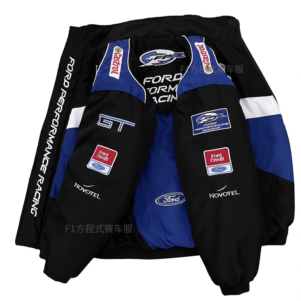 F1 Áo Khoác Cotton Cổ Đứng Thêu Họa Tiết Xe Đua Ford Hạng Nặng Thời Thượng