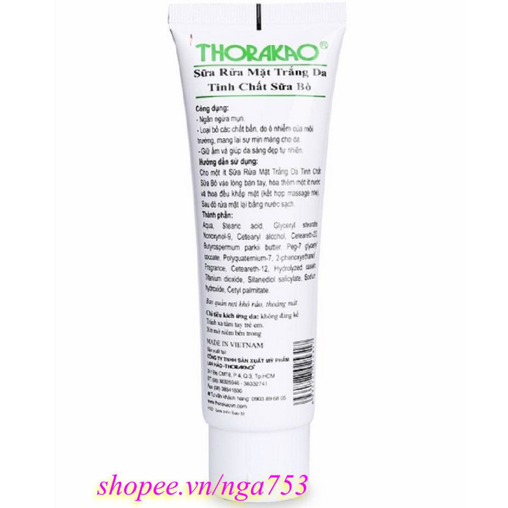 Sữa Rửa Mặt Trắng Da 120g Thorakao Hương Sữa Bò | BigBuy360 - bigbuy360.vn