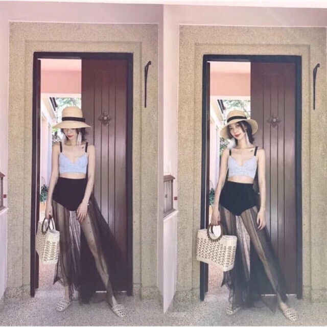 (Có sẵn) Bikini kèm chân váy maxi siêu hot