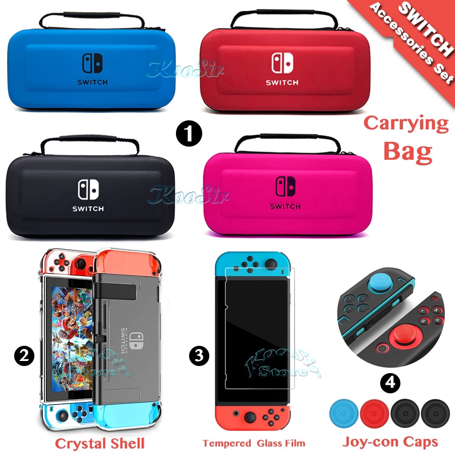 Bộ Ốp Bảo Vệ Màn Hình Máy Chơi Game Nintendo Switch Bằng PC Cứng + Nắp Ngón Tay Cái