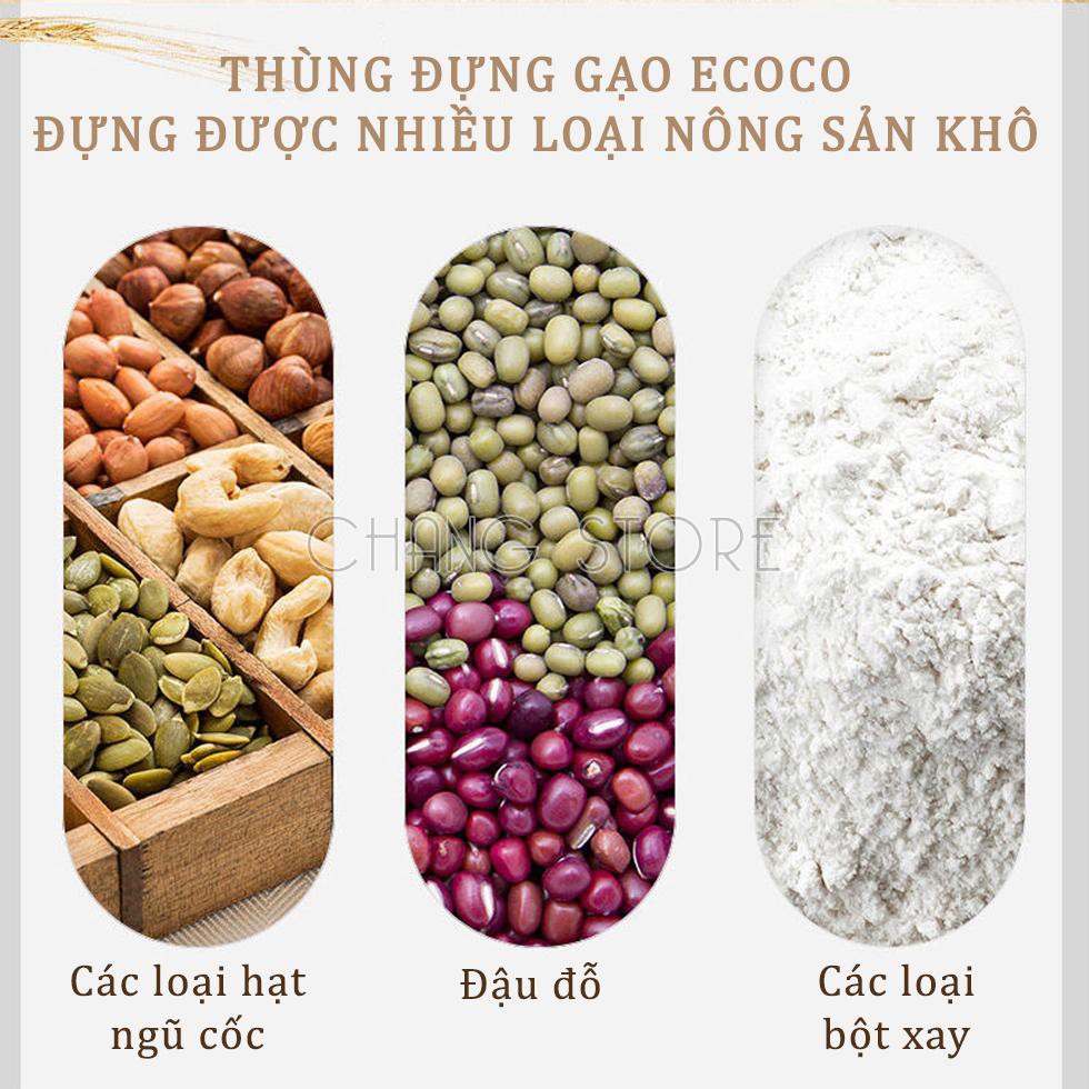 Thùng đựng gạo Ecoco cao cấp chống côn trùng, ẩm mốc cực tốt bảo vệ hạt gạo luôn được sạch
