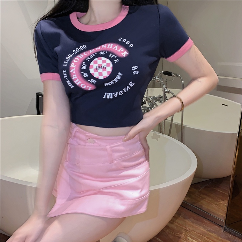 Áo Thun Tay Ngắn Cổ Tròn In Hình Dễ Thương Thời Trang Mùa Hè