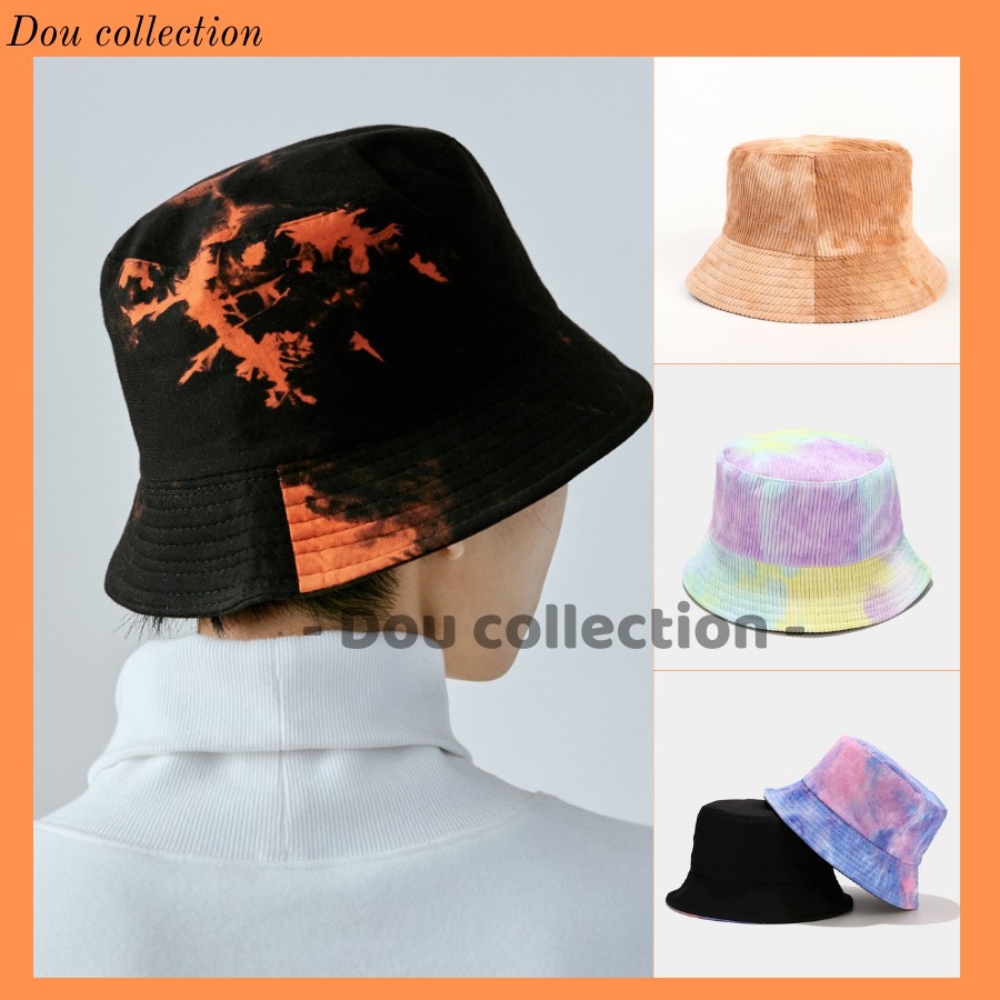 [Nowship2h] Mũ Nón Bucket Vành Ngắn Họa Tiết Màu Loang Phong Cách Vintage - Mã NV015