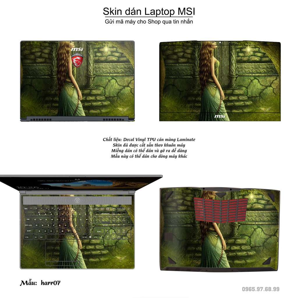 Skin dán Laptop MSI in hình Harry Potter (inbox mã máy cho Shop)