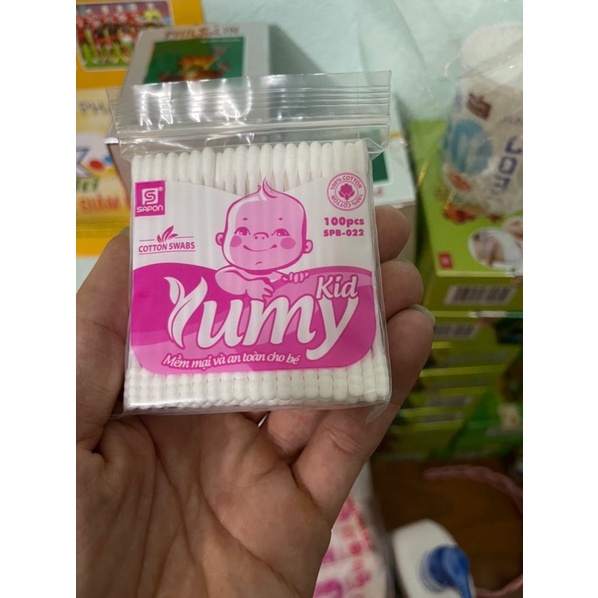 Bông ngoáy tai Yumy trẻ em, người lớ, que gỗ - LinhChi Pharmacy