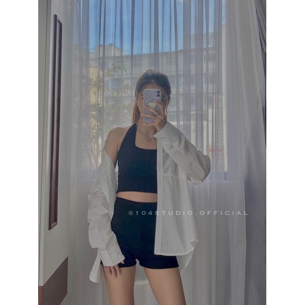 Áo sơ mi oversize tay dài có túi