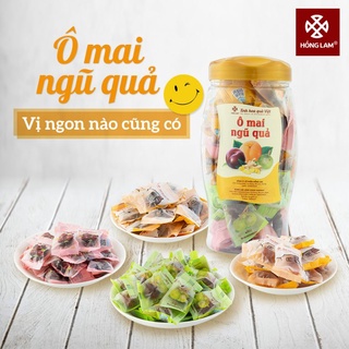 Ô mai ngũ quả mix 5 vị - ô mai hồng lam 11 hàng đường - hộp/gói 320g/400g