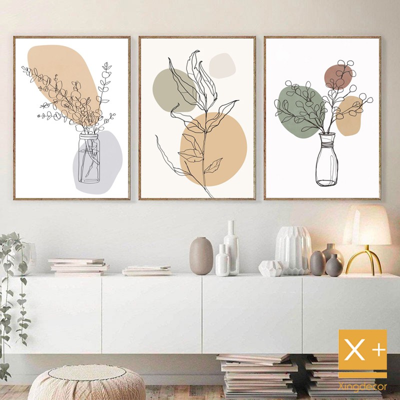 Trannh treo tường phòng ăn, 12 mẫu bộ 3 tranh decor Xingdecor có tặng kèm đinh 3 chân treo tranh.