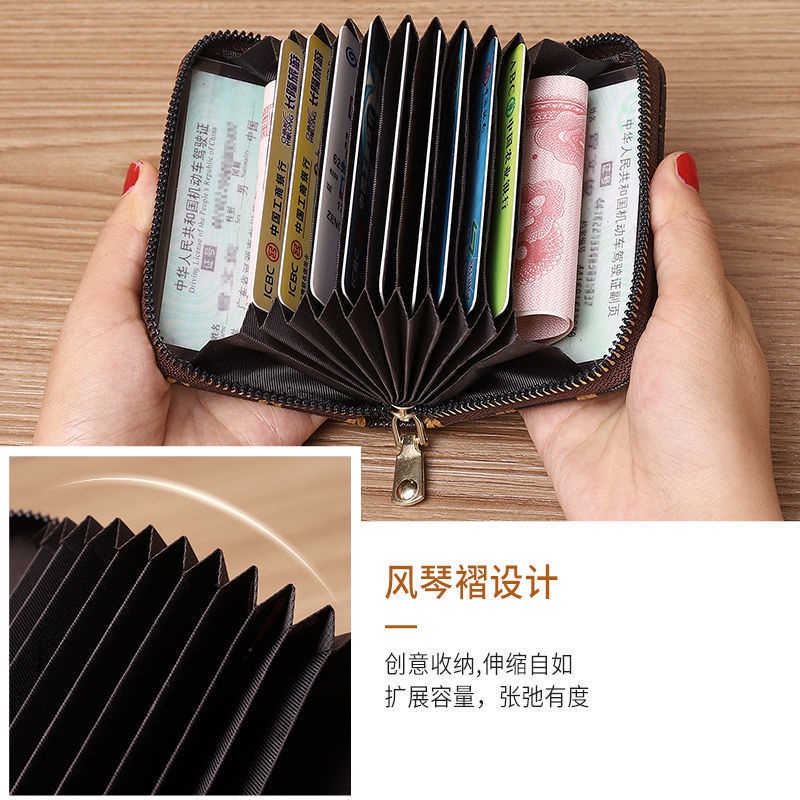 Ví Đựng Thẻ Nhiều Ngăn Có Khóa Kéo Phong Cách Retro