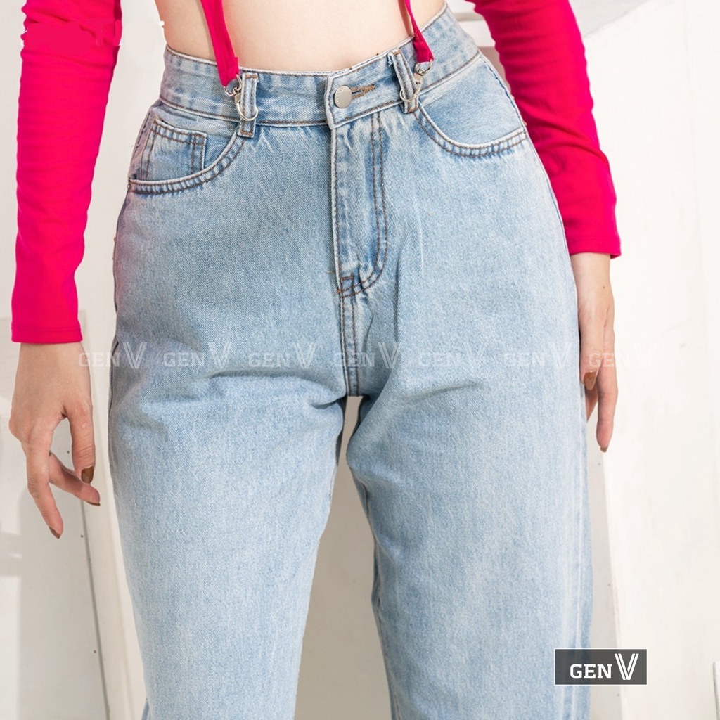 Quần Jean Nữ Baggy Ống Rộng Suông Cạp Lưng Cao GenV - Quần Bò Nữ , Jeans Ống Đứng Thời Trang | BigBuy360 - bigbuy360.vn