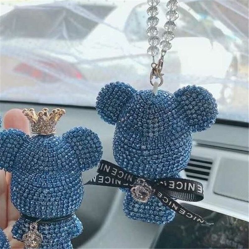 Dây Treo Hình Gấu Đính Đá Gắn Gương Chiếu Hậu Trang Trí Taplo Ô Tô
