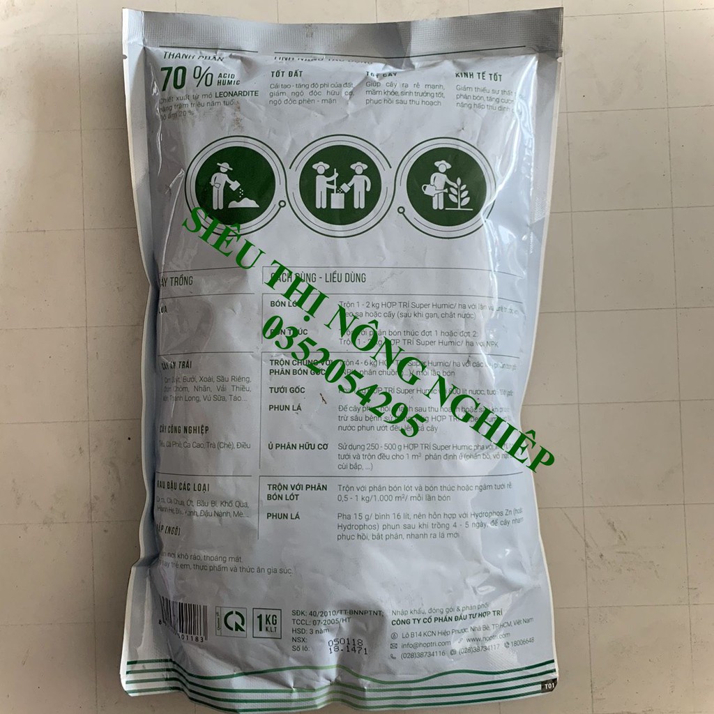 PHÂN BÓN HỮU CƠ SUPER HUMIC HỢP TRÍ - SUPER HUMIC GÓI 1 KG