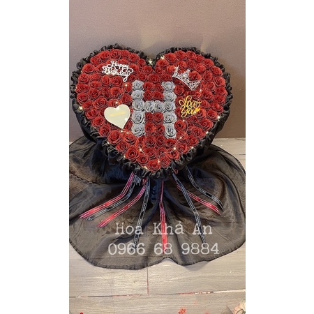 Bó hoa Tim Nhũ 99bông phối voan Hàn cao cấp. Tặng full phụ kiện. Có Hoả Tốc HN