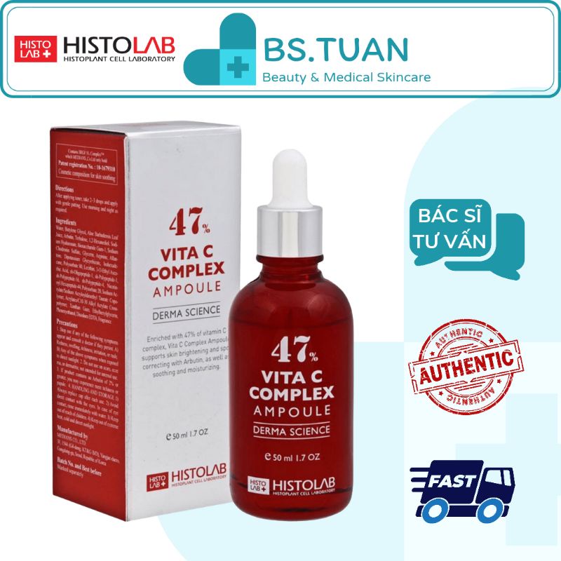 Serum Histolab 47% Vita C Complex Ampoule dưỡng trắng giảm nám 50ml