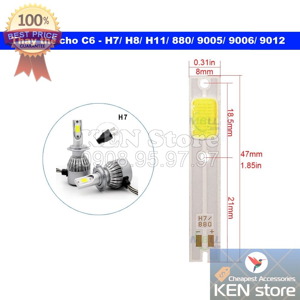 Bóng led, chip led, nhân led COB thay thế cho bóng led C6 S2 15W