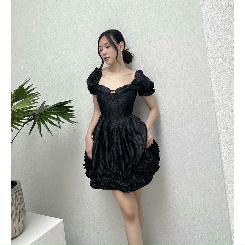 Đầm lai bèo tay phồng - TK1216