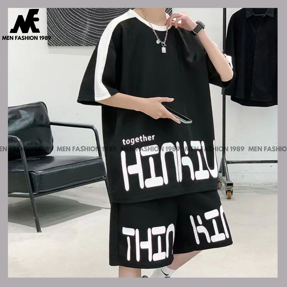 Bộ quần áo cộc tay nam in phối chữ trẻ trung MENFASHION1989 SET NAM 204