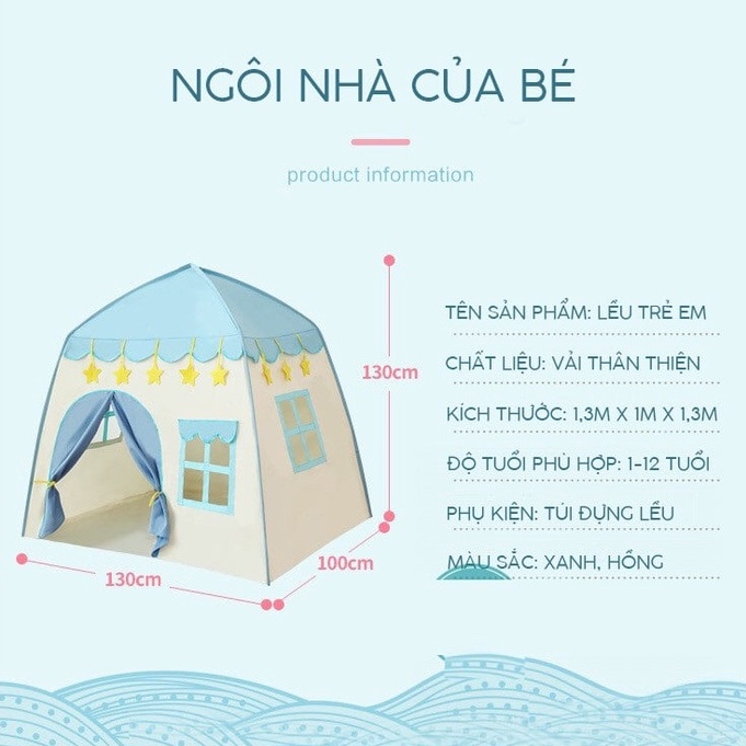 Lều Công Chúa Hoàng Tử Hình Ngôi Nhà Phong Cách Hàn Quốc