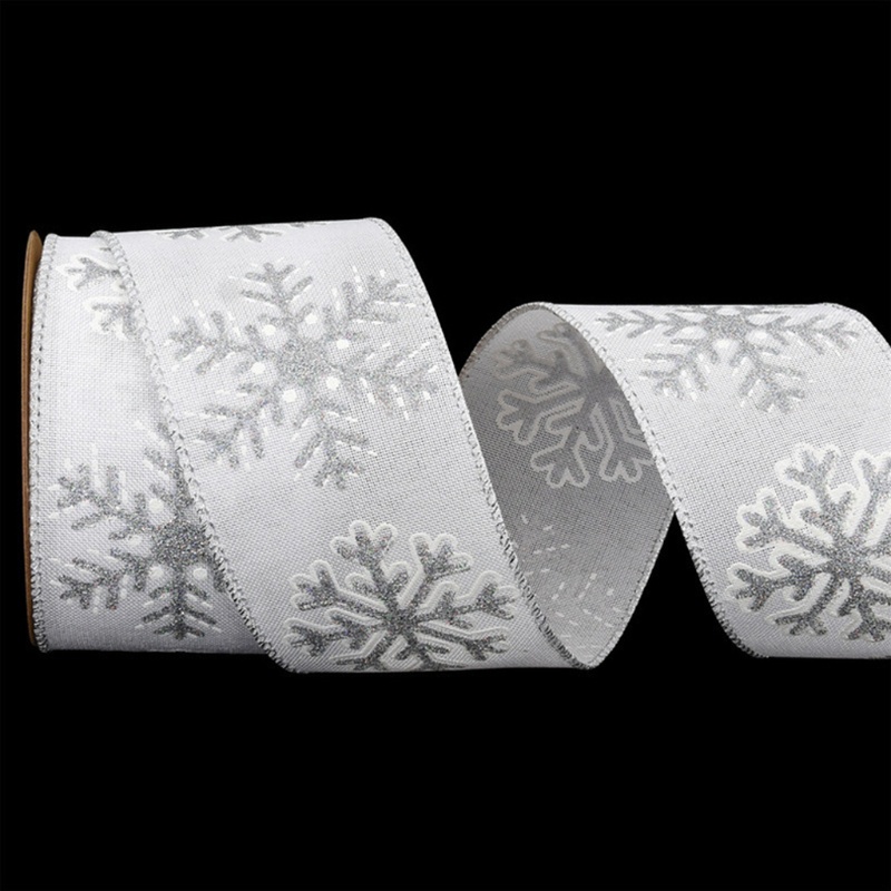 Cuộn Dây Ruy Băng Họa Tiết Bông Tuyết Trang Trí Giáng Sinh DIY