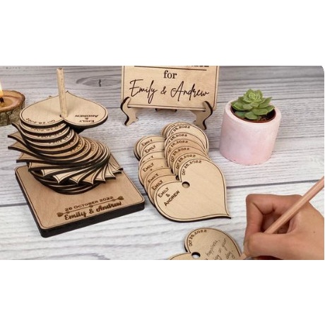 Set Thẻ Gỗ Ghi Lời Chúc Cdcd| Thao Wedding Guestbook