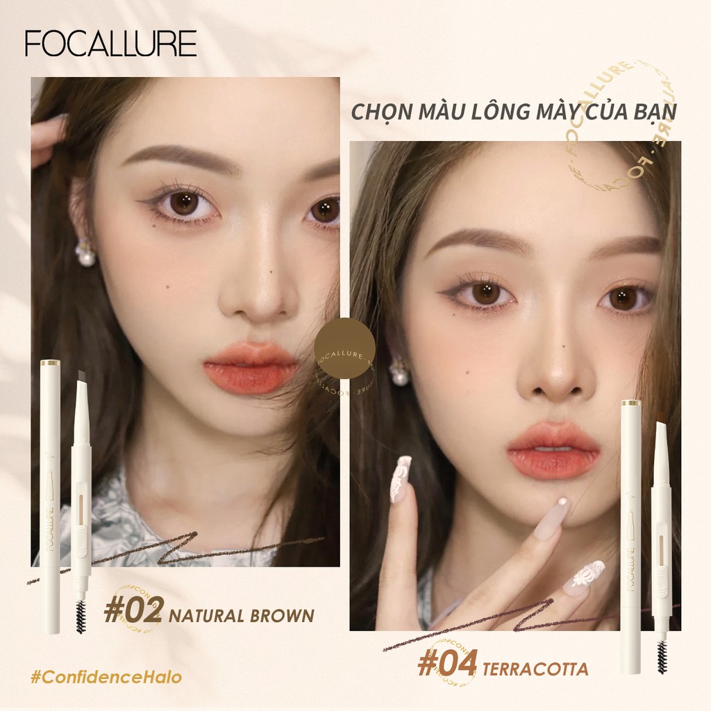 Bút chì kẻ lông mày Focallure Confidencehalo mềm mượt lâu trôi lên đến 12 giờ