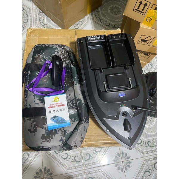 Thuyền Thả Mồi, Thuyền Thả Thính điều khiển từ xa 2 Khay định vị GPS 500m full phụ kiện