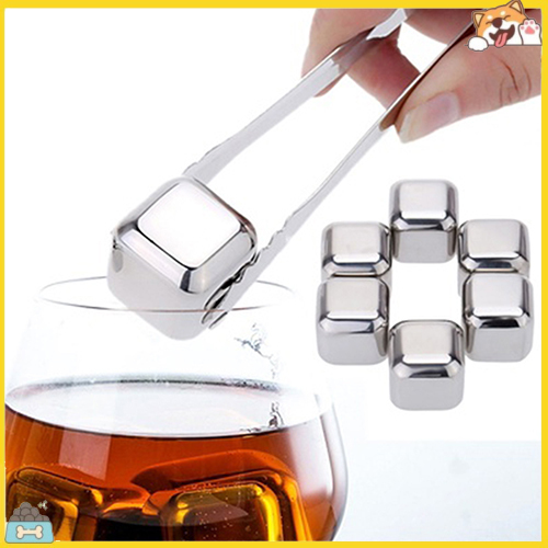 Set 4/6 viên inox làm lạnh đồ uống kèm hộp đựng