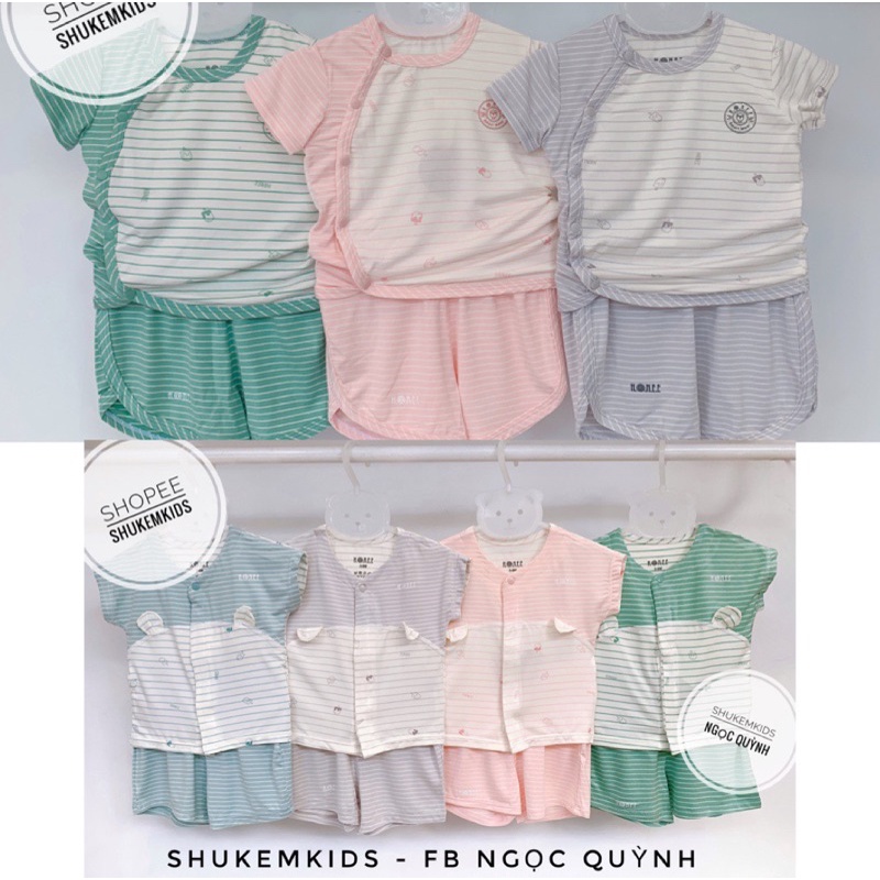 Hrnee - Bộ cài giữa cúc chìm bé 0-9 tháng trai gái