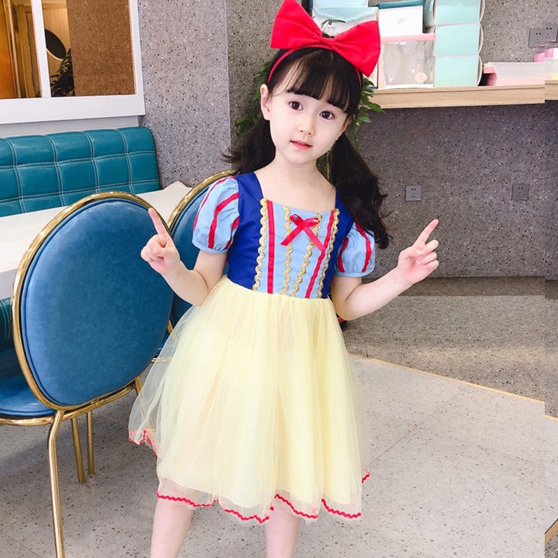 Đầm Công Chúa Bạch Tuyết Thời Trang Mùa Hè Xinh Xắn Cho Bé Gái